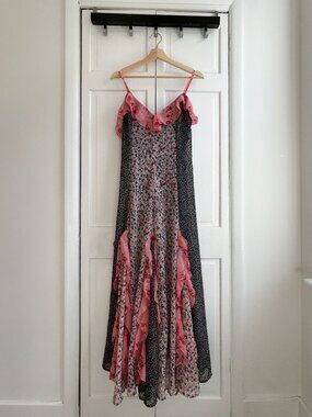Sz M — By Anthropologie Sleeveless V-Neck Ruffle Midi Dress NWT